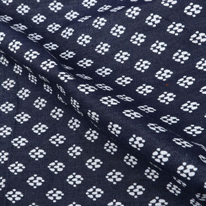 Navy Blue And White Seamless Pattern Screen Print Denim Fabric