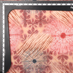 Dusty Brown And Red Shibori Pattern Digital Print Georgette Dobby Fabric