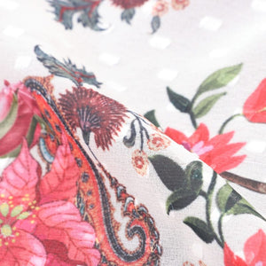 Pink And Red Floral Pattern Digital Print Georgette Dobby Fabric