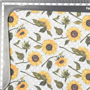 Yellow And White Floral Pattern Digital Print Georgette Dobby Fabric