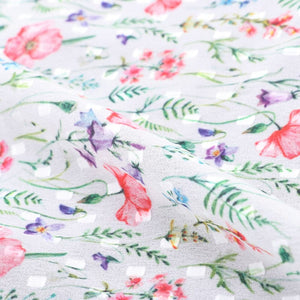 White And Pink Floral Pattern Digital Print Georgette Dobby Fabric