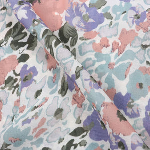 Peach And Lavender Floral Pattern Digital Print Georgette Fabric