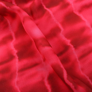 Pink And Maroon Shibori Pattern Digital Print Georgette Fabric