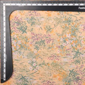 Light Yellow And Green Floral Pattern Digital Print Georgette Fabric