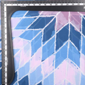 Blue And Light Pink Geometric Pattern Digital Print Georgette Fabric