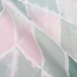 Light Green And Pink Geometric Pattern Digital Print Georgette Fabric