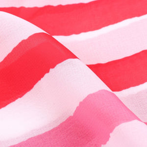 Red And White Stripes Pattern Digital Print Georgette Fabric