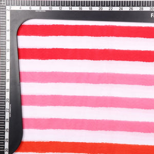 Red And White Stripes Pattern Digital Print Georgette Fabric