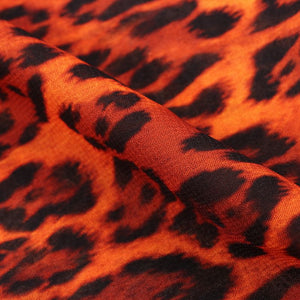 Dark Orange And Black Animal Pattern Digital Print Georgette Fabric