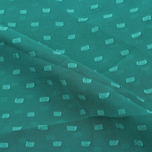 Green Plain Booti Dyed Georgette Dobby Fabric