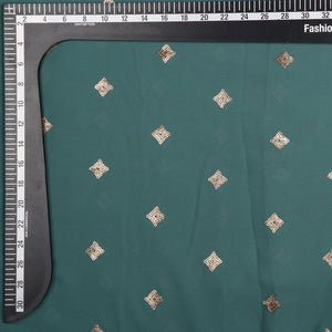 Dusty Green Geometric Pattern Sequins Embroidery Georgette Fabric
