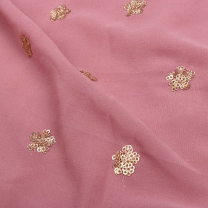 Dusty Pink Geometric Pattern Sequins Embroidery Georgette Fabric