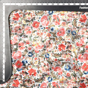 Red And Blue Floral Pattern Digital Print Jacquard Georgette Fabric