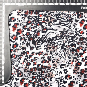 Black And Rust Animal Pattern Digital Print Jacquard Georgette Fabric