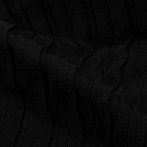 Black Plain Dyed Georgette Pleated Fabric