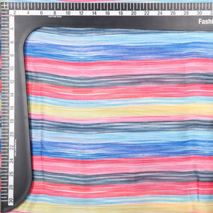 Multi Color Stripes Pattern Digital Print Georgette Satin Fabric