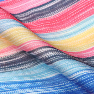 Multi Color Stripes Pattern Digital Print Georgette Satin Fabric