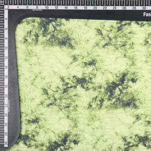 Olive Green And Black Tie & Dye Pattern Digital Print Georgette Satin Fabric