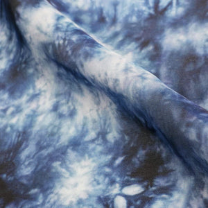 Blue And White Tie & Dye Pattern Digital Print Georgette Satin Fabric