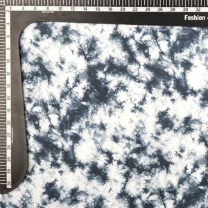 White And Black Tie & Dye Pattern Digital Print Georgette Satin Fabric