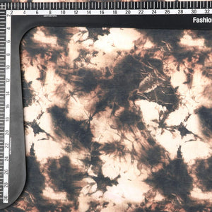 Brown And Beige Tie & Dye Pattern Digital Print Georgette Satin Fabric