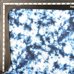 Blue And White Tie & Dye Pattern Digital Print Georgette Satin Fabric