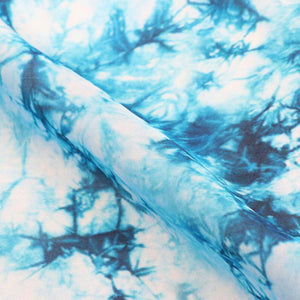 Blue And White Tie & Dye Pattern Digital Print Georgette Satin Fabric