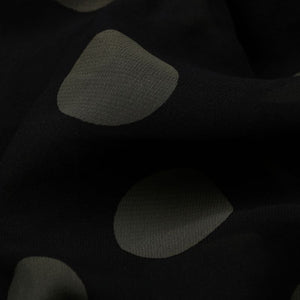 Black And Army Green Big Dot Pattern Digital Print Georgette Fabric