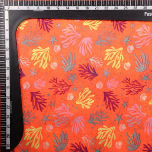 Neon Orange And Yellow Abstract Pattern Screen Print Georgette Fabric