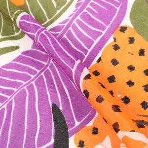 Orange And Purple Floral Pattern Digital Print Georgette Fabric