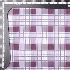 Dusty Pink And Black Checks Pattern Digital Print Georgette Fabric