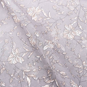 Grey And White Floral Pattern Digital Print Georgette Fabric