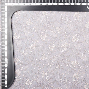 Grey And White Floral Pattern Digital Print Georgette Fabric