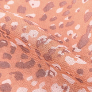 Dusty Orange And White Animal Pattern Screen Print Georgette Fabric