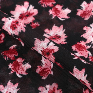 Black And Pink Floral Pattern Digital Print Georgette Fabric