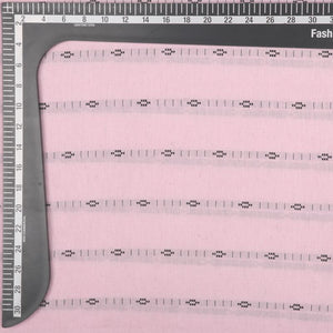 Baby Pink And Black Stripes Pattern Handloom Cotton Fabric