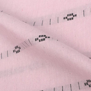 Baby Pink And Black Stripes Pattern Handloom Cotton Fabric
