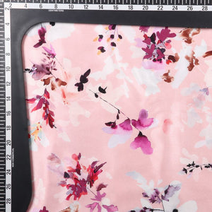 Peach And Light Purple Floral Pattern Digital Print Japan Satin Fabric