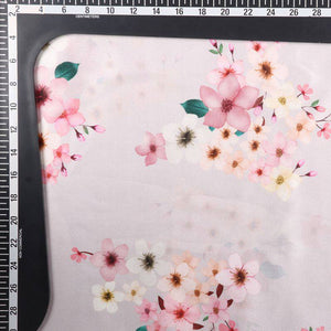 Dusty Lavender And Rose Pink Floral Pattern Digital Print Japan Satin Fabric