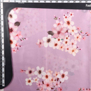 Light Lavender And Rose Pink Floral Pattern Digital Print Japan Satin Fabric