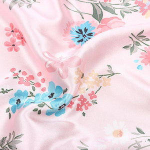 Baby Pink And Sky Blue Ditsy Pattern Digital Print Japan Satin Fabric