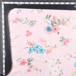 Baby Pink And Sky Blue Ditsy Pattern Digital Print Japan Satin Fabric