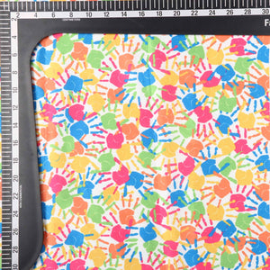 Multicolor Object Pattern Digital Print Japan Satin Fabric