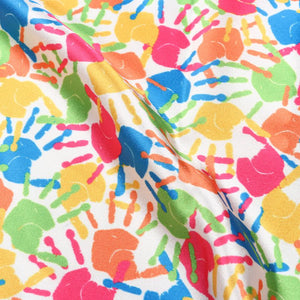 Multicolor Object Pattern Digital Print Japan Satin Fabric