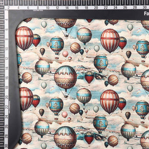 Beige And Blue Balloon Pattern Digital Print Japan Satin Fabric