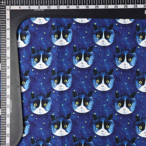 Navy Blue Kids Pattern Digital Print Japan Satin Fabric