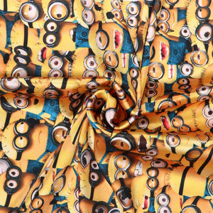 Yellow Kids Pattern Digital Print Japan Satin Fabric
