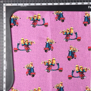 Pink And Yellow Kids Pattern Digital Print Japan Satin Fabric