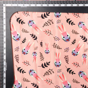 Peach And Black Kids Pattern Digital Print Japan Satin Fabric