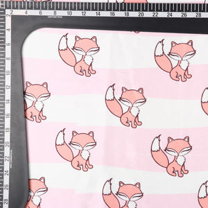 Baby Pink And White Kids Pattern Digital Print Japan Satin Fabric